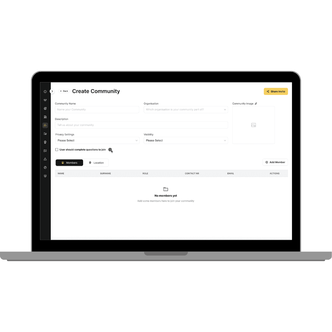Buzzer app: create and set up a community
